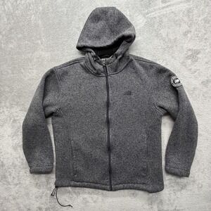 New Balance Jacket Mens Large Gray Hooded Full Zip Fleece Lined Winter Athletic